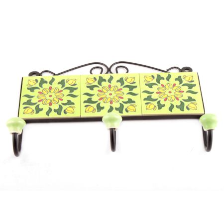 Yellow And Forest Green Flower Tiles Hooks Online